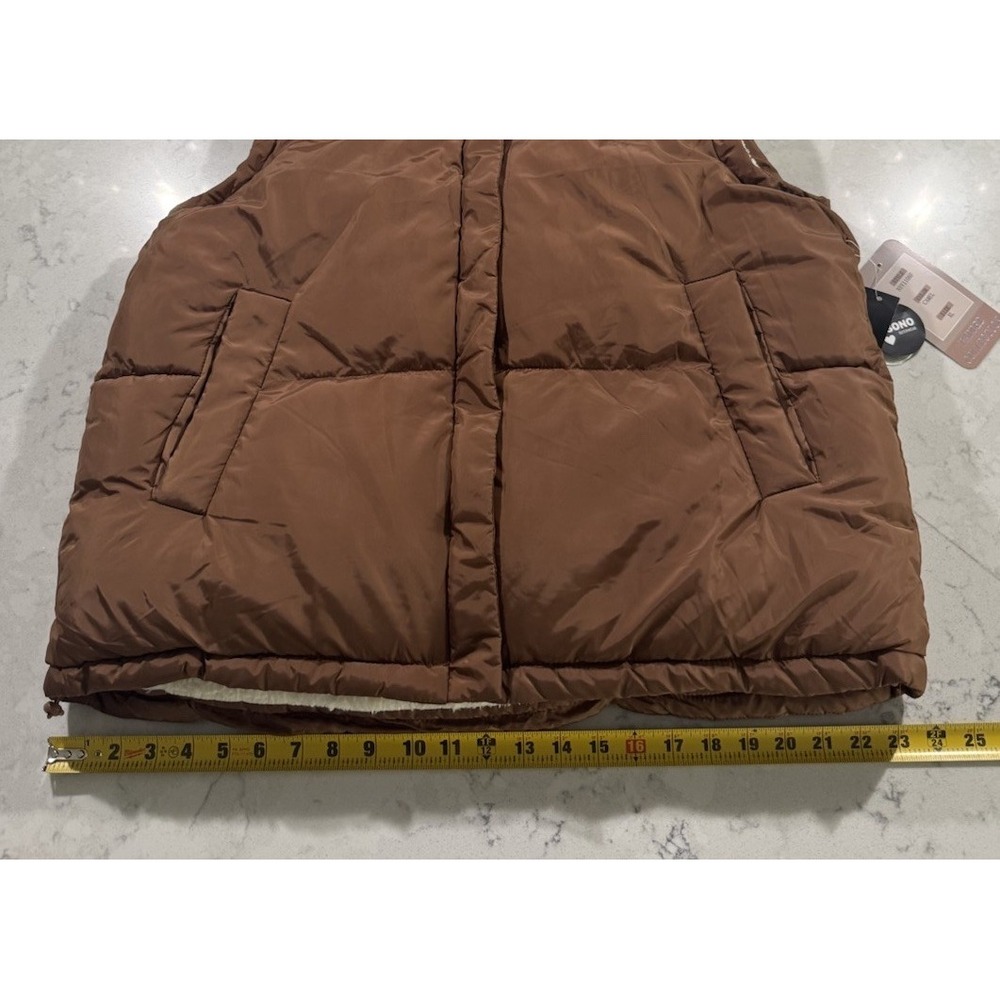NWT Ci Sono Padded Puffer Vest Womens XL Camel Brown Faux Fur Sherpa Lined - Picture 11 of 12